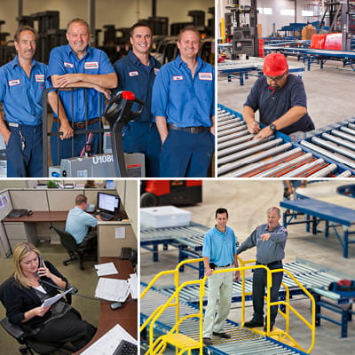 Four images representing technical and administrative jobs at Associated